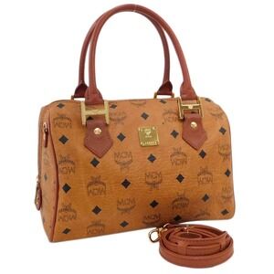 MCM Boston Bag Brown Leather Visetos